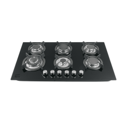 Parrilla gas empotrable 90cm 6 quem vidrio negro riviera