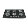Parrilla gas empotrable 90cm 6 quem vidrio negro riviera