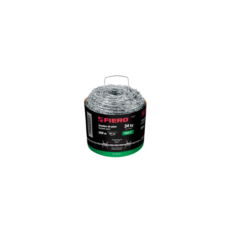 Alambre de puas calibre 12.5 rollo de 34 kg.