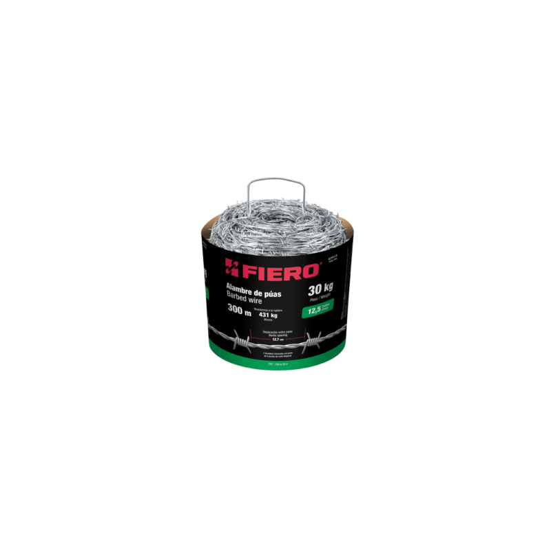 Alambre de puas calibre 12.5 rollo de 30 kg.