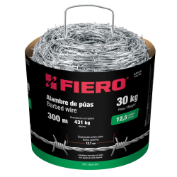 Alambre de puas calibre 12.5 rollo de 30 kg.