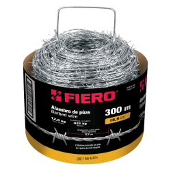 Alambre de puas calibre 15.5 rollo de 300 m.