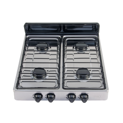 Parrilla de gas de sobreponer 4 quemadores inox foset