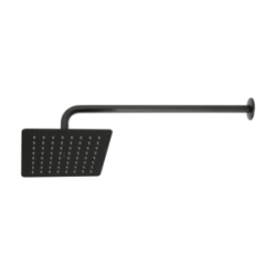 Regadera cuadrada 8? acero inox con brazo negro túbig