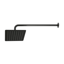 Regadera cuadrada 8? acero inox con brazo negro túbig