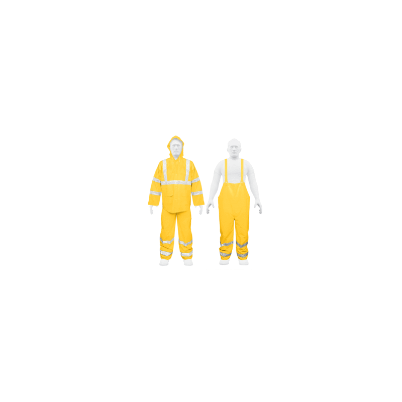 Conjunto impermeable c/reflejante amarillo talla g pvc