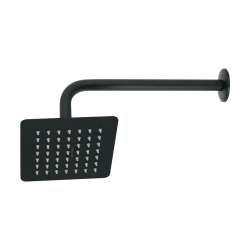 Regadera cuadrada 6? acero inox con brazo negro túbig