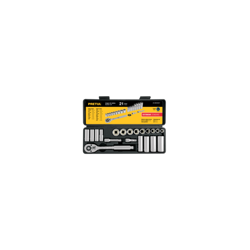 Juego de dados cuadro 3/8? 21 pzas standard pretul