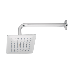 Regadera cuadrada 6? acero inox con brazo cromo túbig