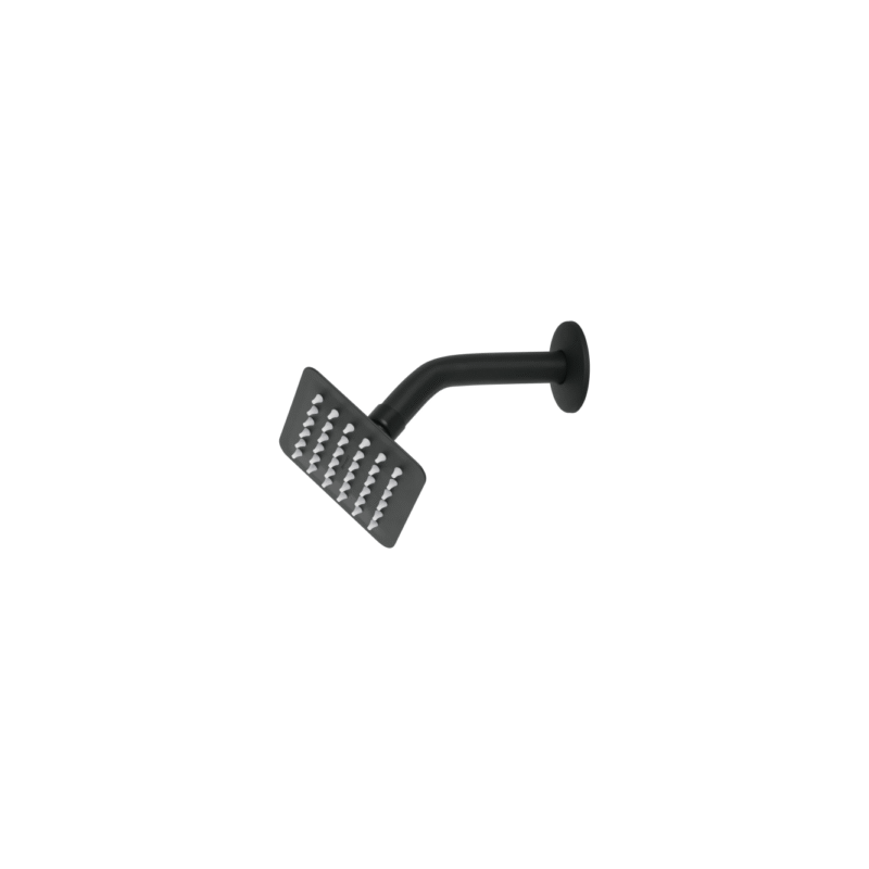 Regadera cuadrada 4? acero inox con brazo negro túbig