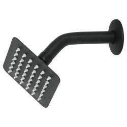 Regadera cuadrada 4? acero inox con brazo negro túbig