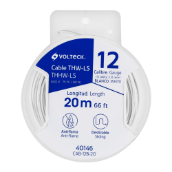 Carrete con 20 m de cable thhw-ls 12 awg blanco volteck
