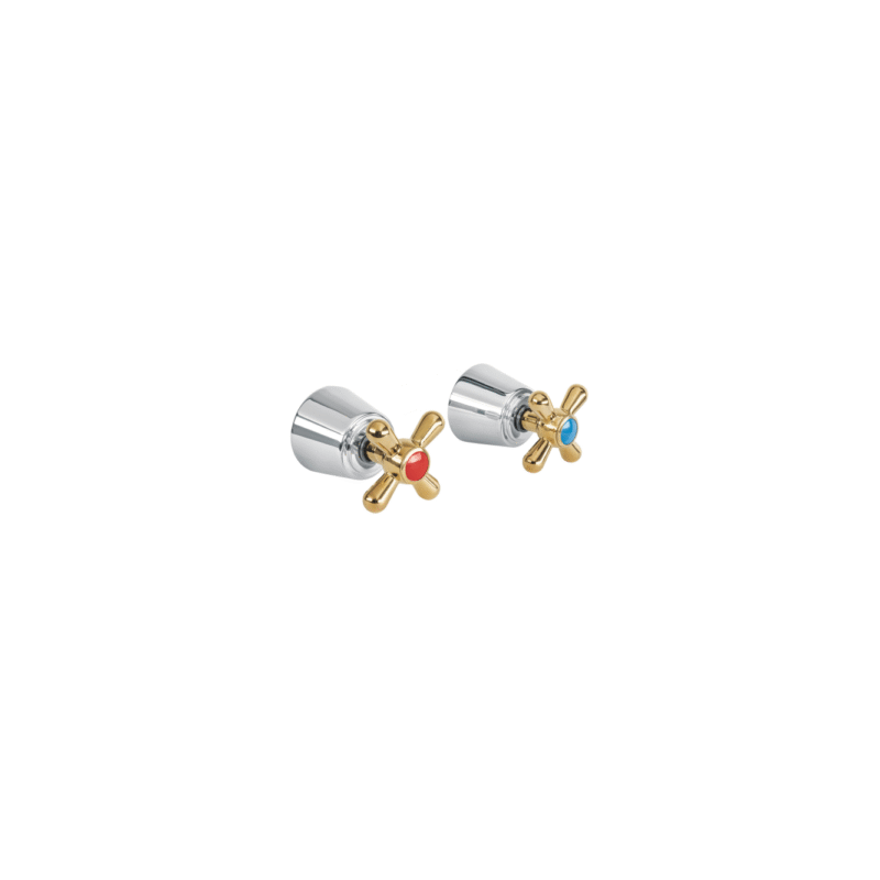 Juego de 2 manerales grandes cruceta cromo-oro aqua