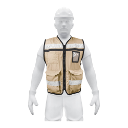 Chaleco brigadista con cintas reflejantes color beige