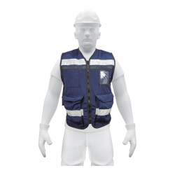 Chaleco brigadista con cintas reflejantes color azul