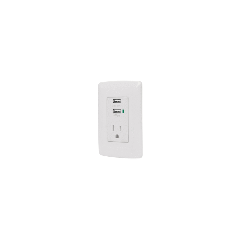 Contacto 2polos + tierra con 2 puertos usb italiana blanco