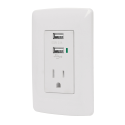 Contacto 2polos + tierra con 2 puertos usb italiana blanco