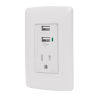 Contacto 2polos + tierra con 2 puertos usb italiana blanco